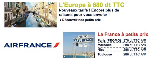 Promotions Airfrance vers l'Europe
